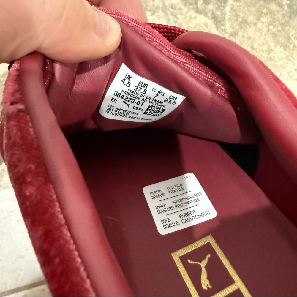 PUMA Burgundy Velvet Sneakers - Picture 6 of 6
